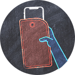 Behelyezés ikon — telefon behelyezése a tokba